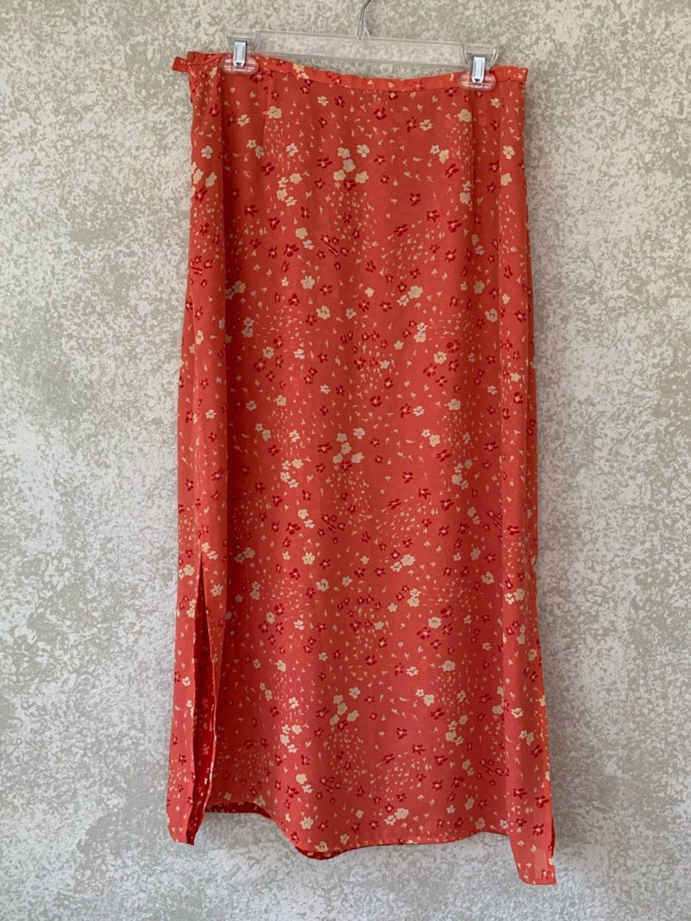 Red Floral Long Reversible Skirt Medium Side Slits Boho Cottagecore 90s Inspo